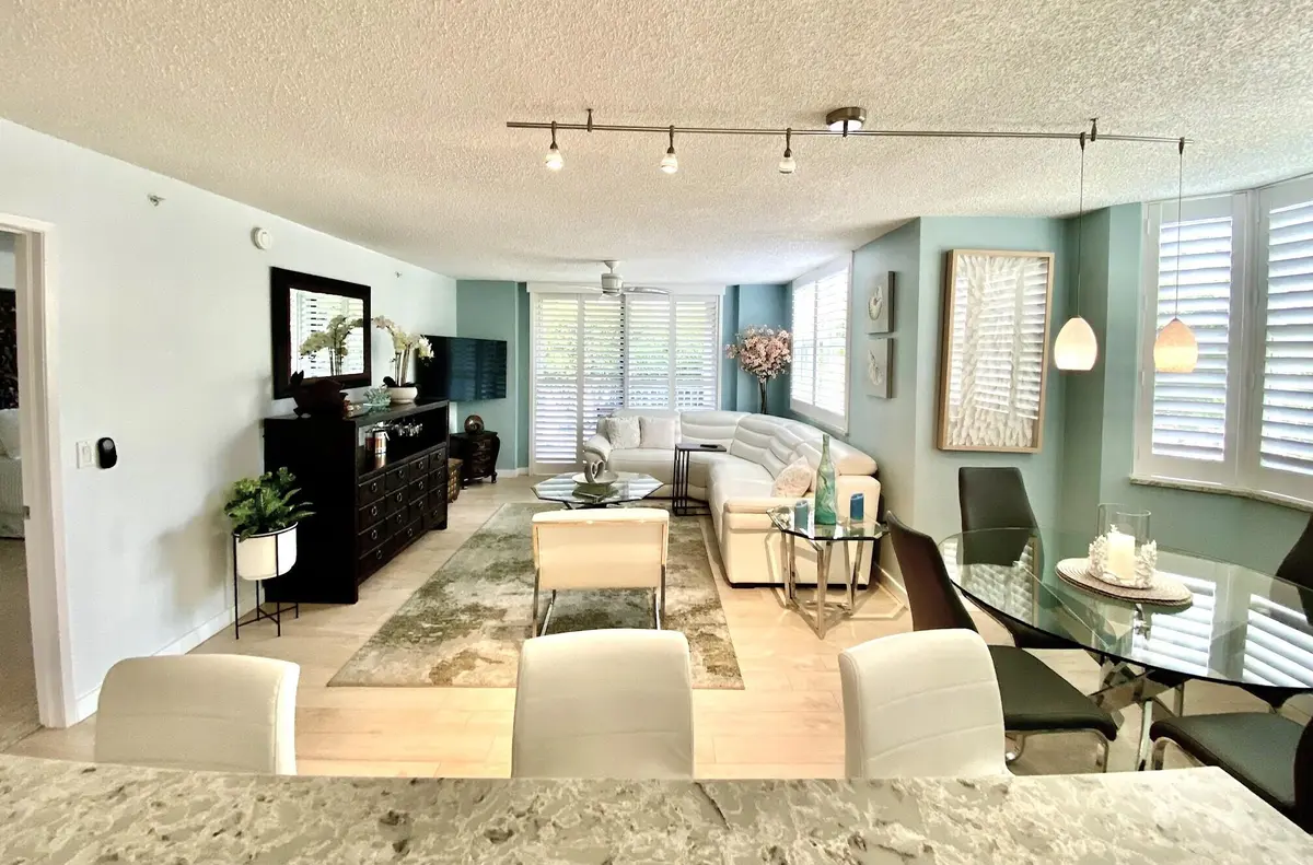 Kitchen Looking Into Living at 3594 S Ocean Boulevard 207, Highland Beach