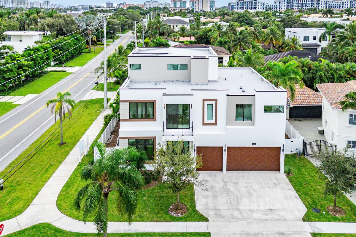 Front Low Aerial at 498 NE 6th Street, Boca Raton