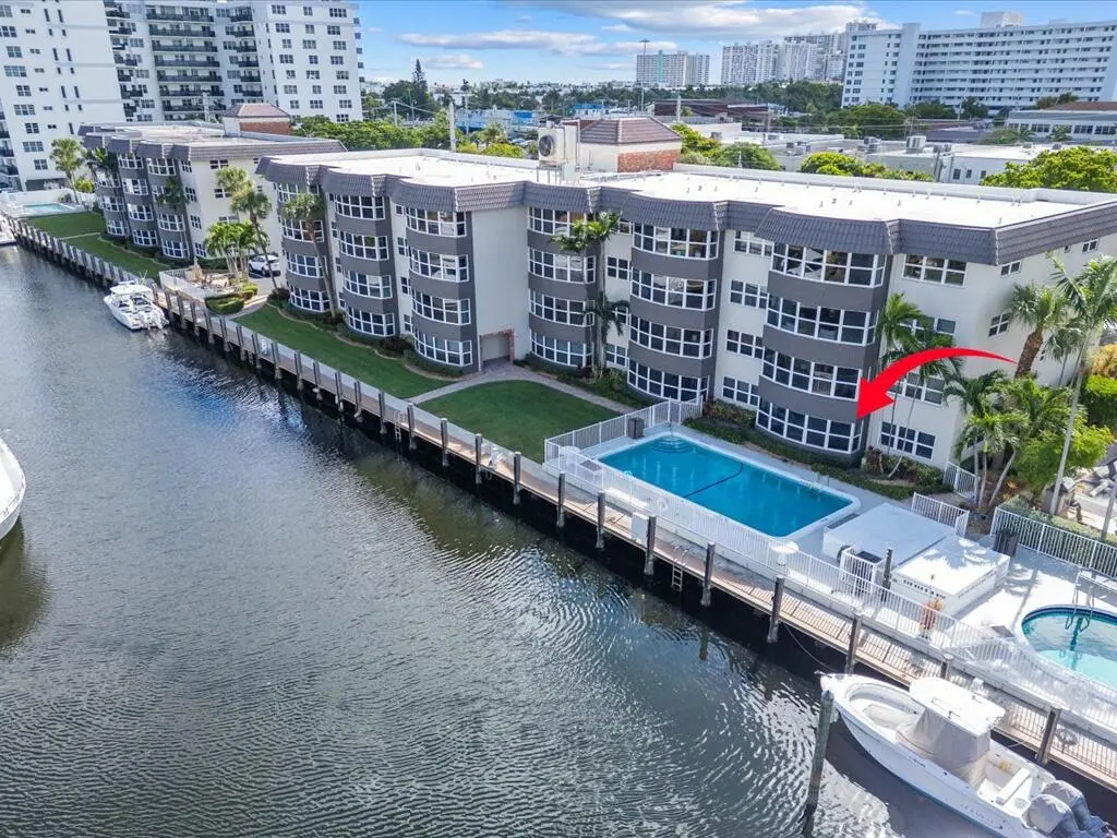 Rear of unit facing the water at 3111 NE 51st Street 101c, Fort Lauderdale