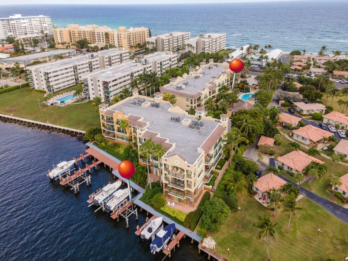 aerial of dock at 1228 Hillsboro Mile 103, Hillsboro Beach