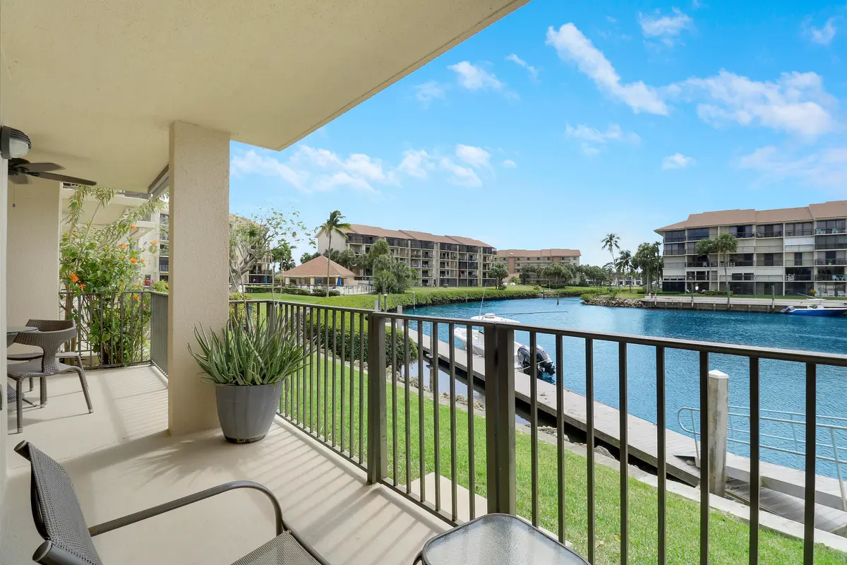 Back Patio Looking South to Pool at 1301 Seafarer Circle 105, Jupiter
