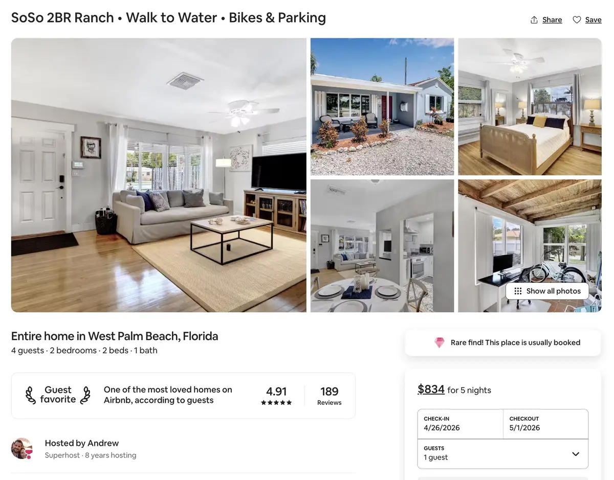 Thriving AirBNB at 6410 S Olive Avenue, West Palm Beach