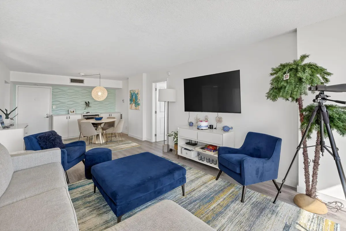 819- Living Room with Dining at 525 N Ocean Boulevard 819, Pompano Beach