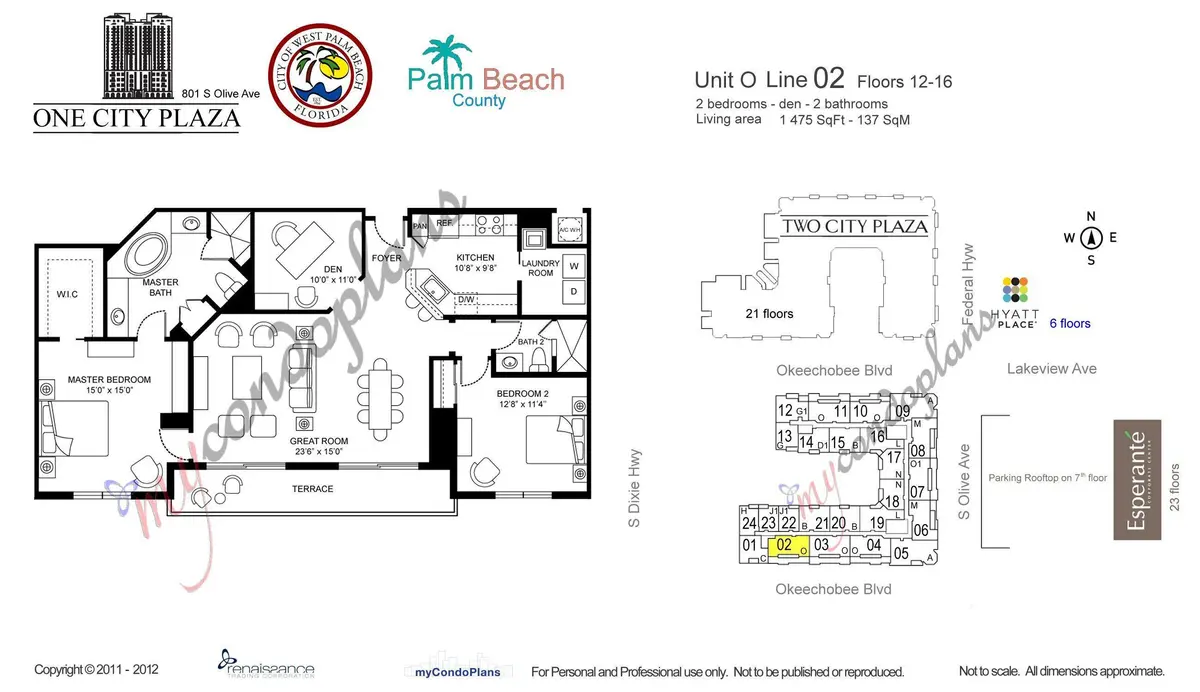 Floor Plan 1402 at 801 S Olive Avenue 1402, West Palm Beach
