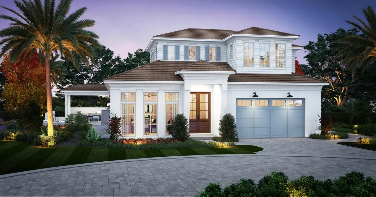 Front Elevation - Dusk at 187 Birkdale Lane, Jupiter