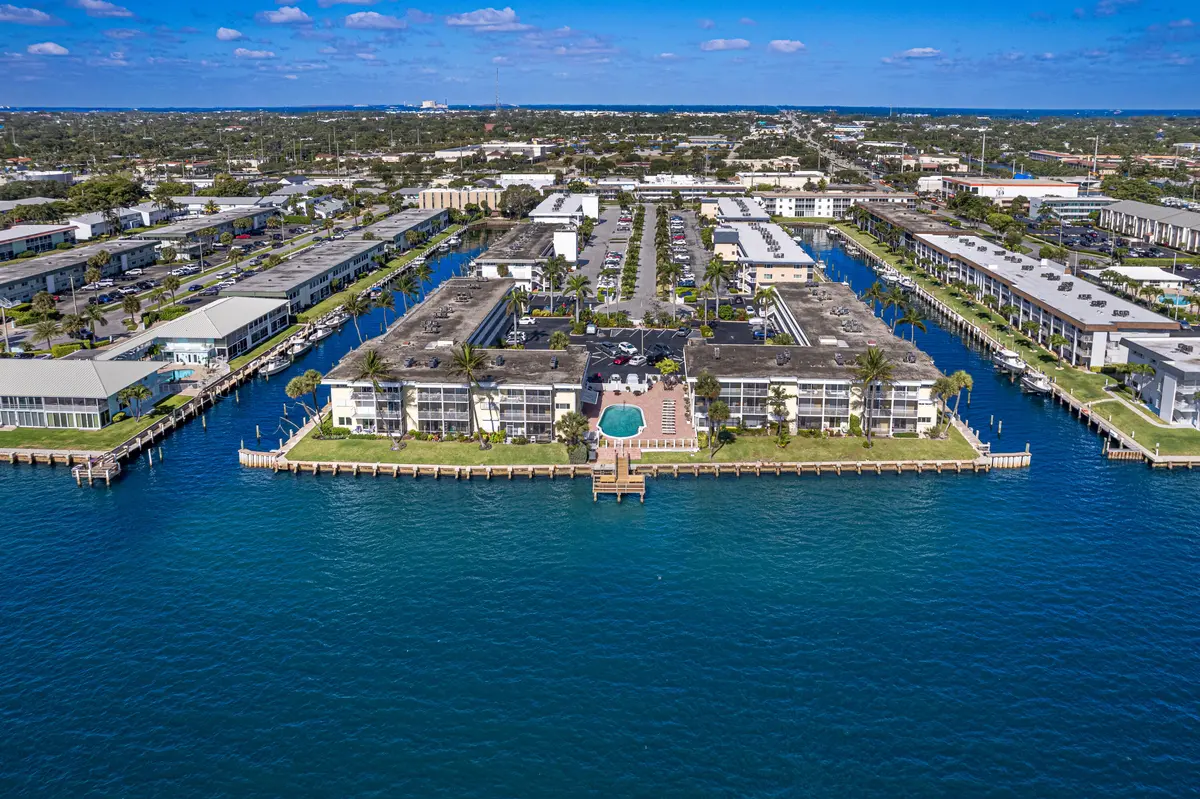 Aerial of Building & Intracoastal at 101 Doolen Court 201, North Palm Beach