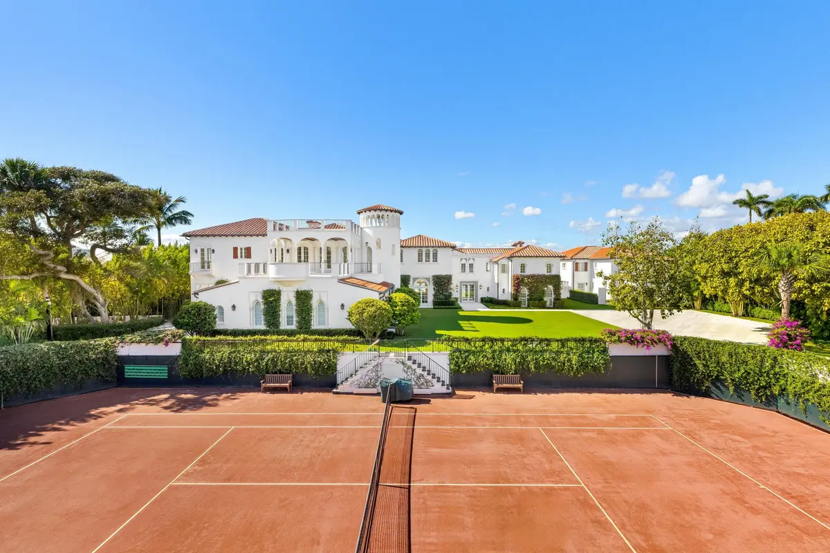 Tennis Court to Main House at 800 S County Road, Palm Beach