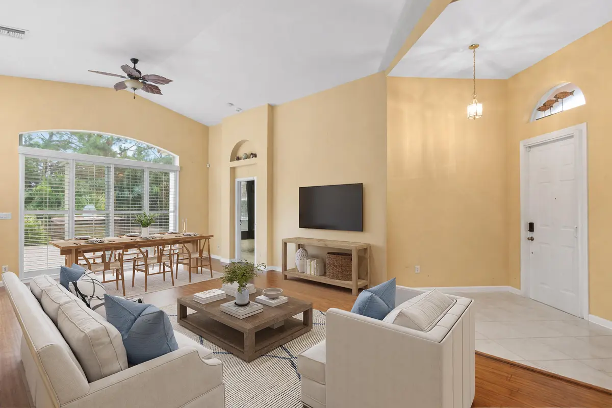 Living room staged at 6159 Arlington Way, Fort Pierce