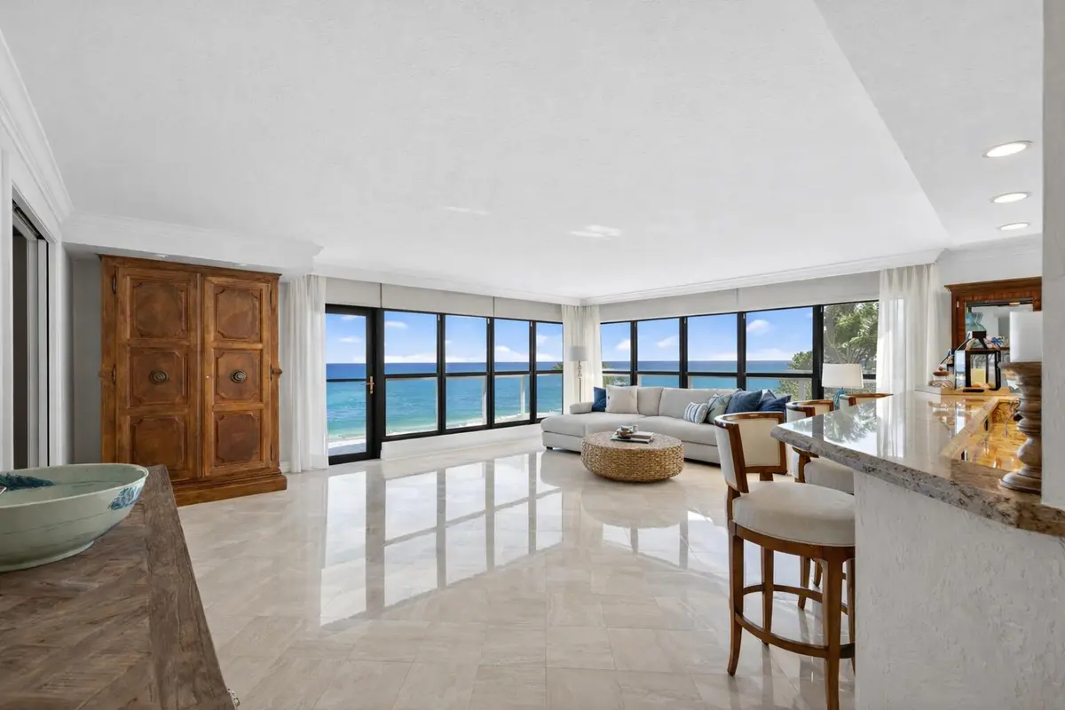 02 Spacious Living Room with Direct Ocea at 4605 S Ocean Boulevard 3a, Highland Beach