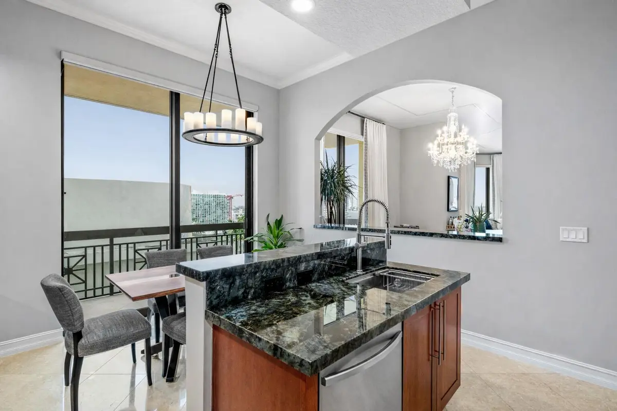 Kitchen w/ Sunset Views at 701 S Olive Avenue 1524, West Palm Beach