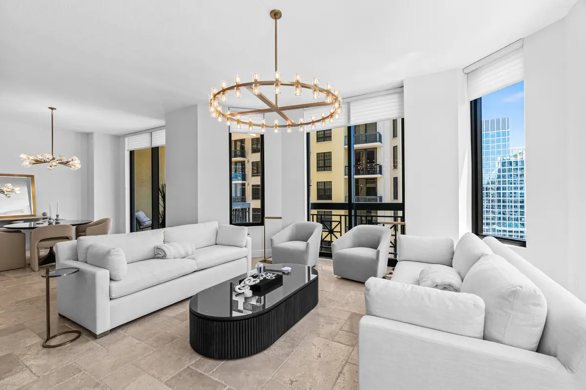 Stunning Living Room w/ Water Views at 701 S Olive Avenue 1204, West Palm Beach
