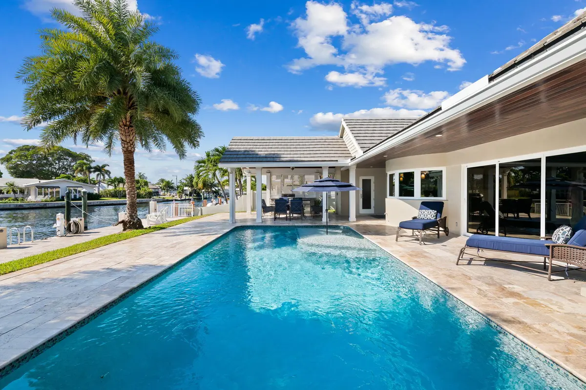 Pool and Covered Dining Area at 3200 NE 56th Court, Fort Lauderdale