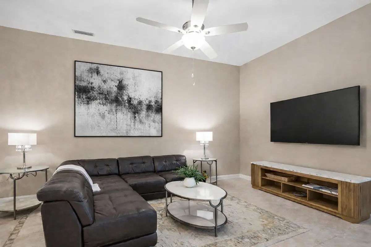 6236 Modern living room with abstract ar at 6236 SE Monticello Terrace 7-c, Hobe Sound