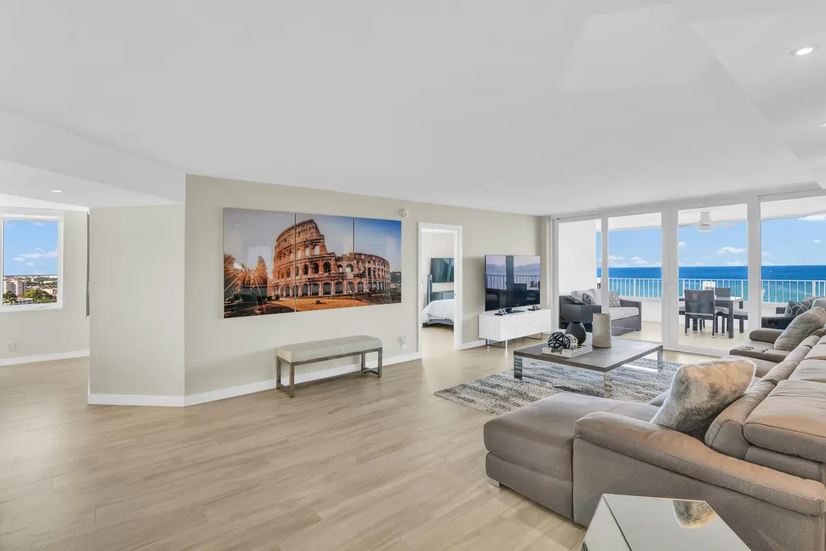 Living room at 500 S Ocean Boulevard 1807, Boca Raton