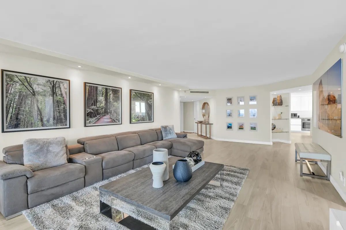 Living room at 500 S Ocean Boulevard 1807, Boca Raton
