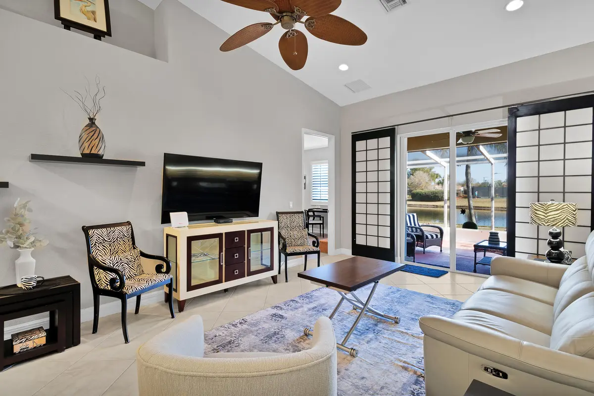 Living Room with Vaulted Ceilings at 6515 Oxford Circle 103, Vero Beach