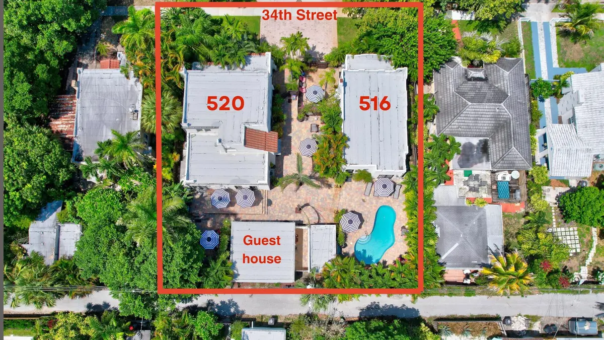 Aerial view at 516-520 34th Street, West Palm Beach
