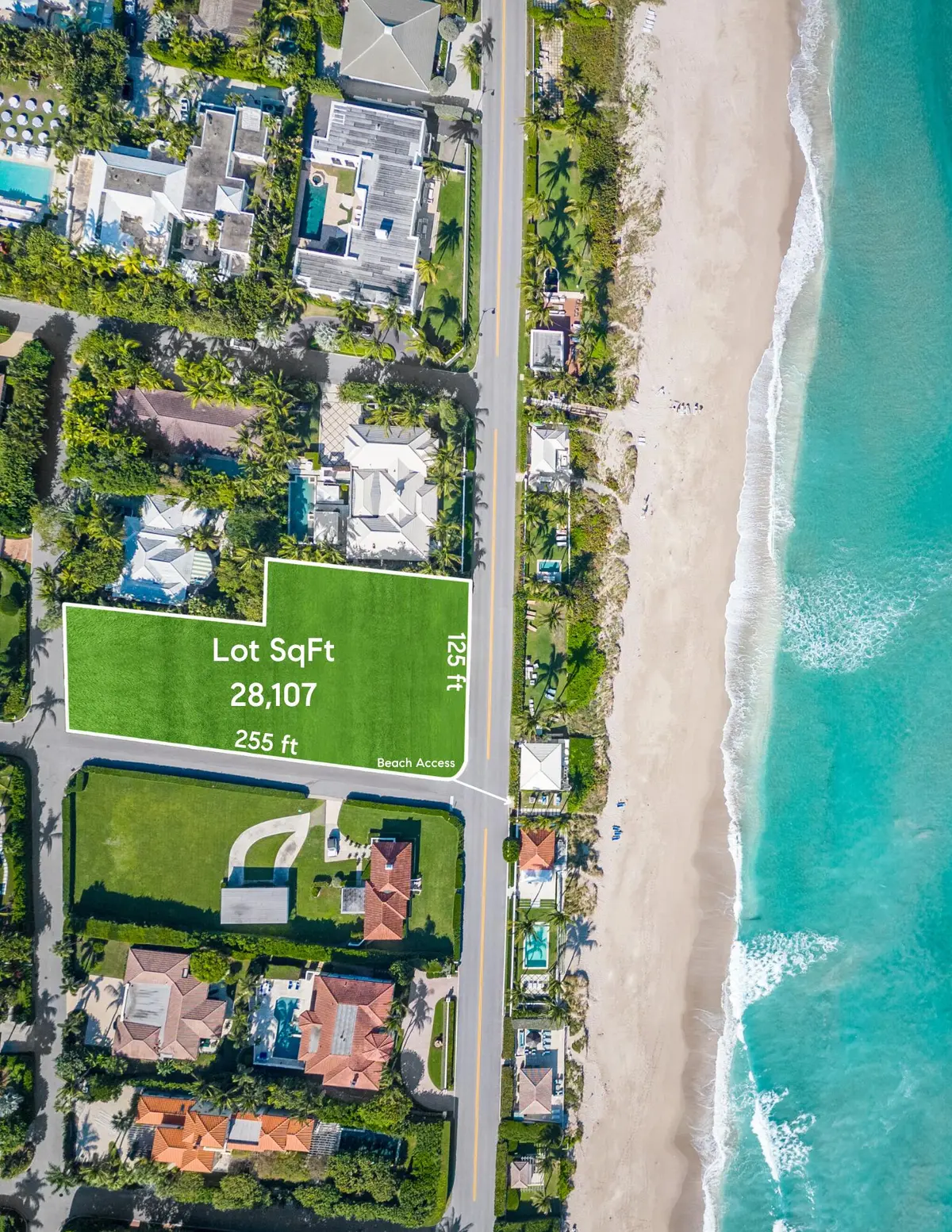 Property Outline at 1285 North Ocean Boulevard Lot 1 & 2, Palm Beach