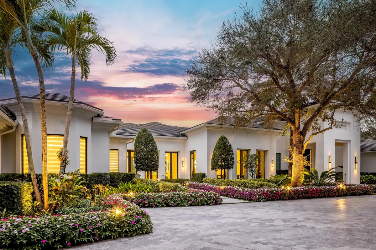 Twilight front at 16191 Quiet Vista Circle, Delray Beach