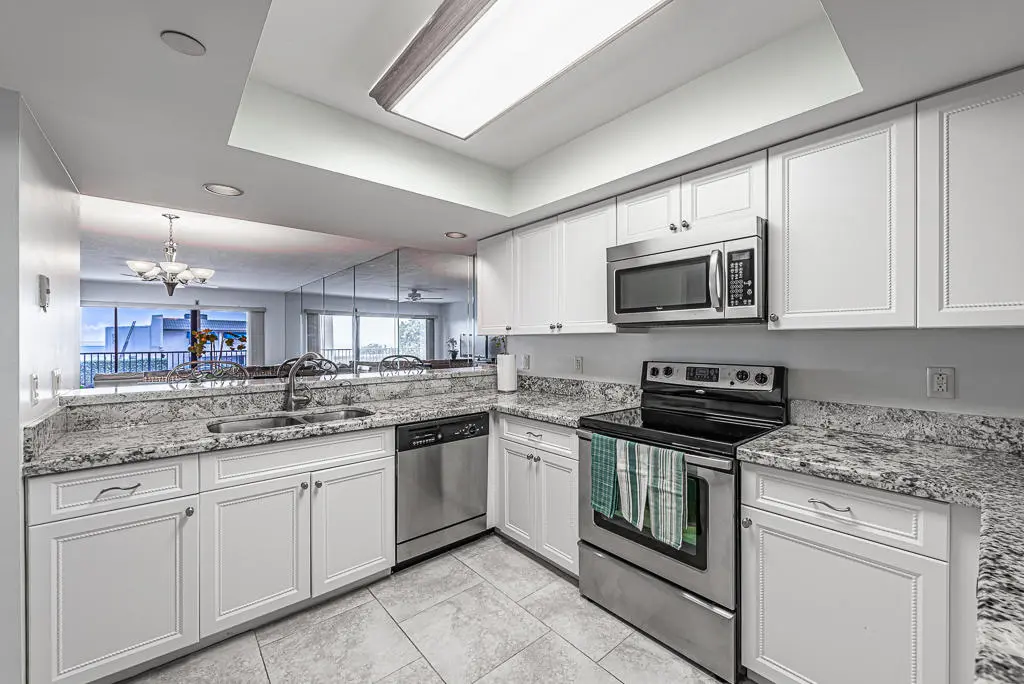 Renovated kitchen at 1055 Ocean Drive 202, Juno Beach
