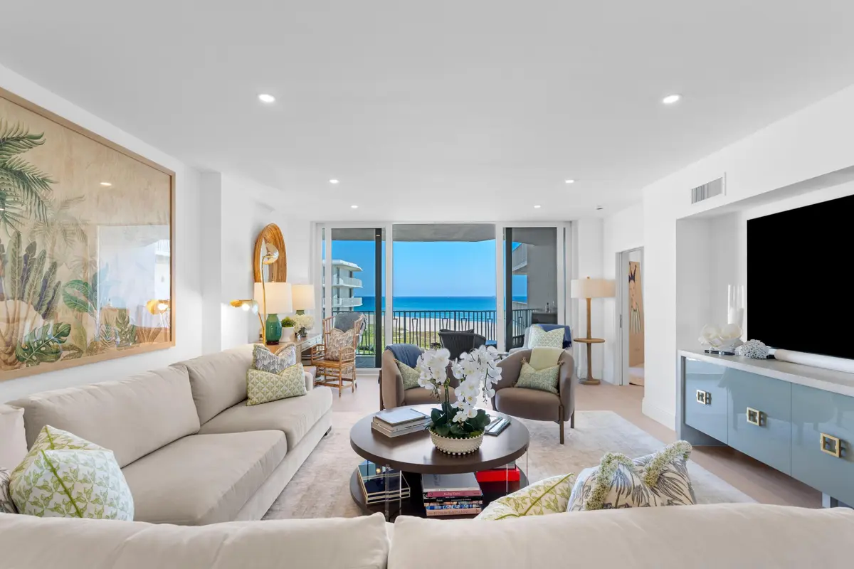 Living Room w/Oceanview (Facing NE) at 2500 S Ocean Boulevard 3 A 4, Palm Beach