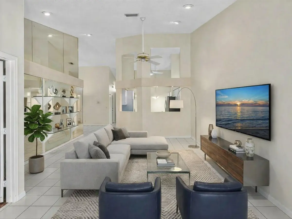 Living Room Virtually Staged at 9165 Vineland Court Apt. C, Boca Raton