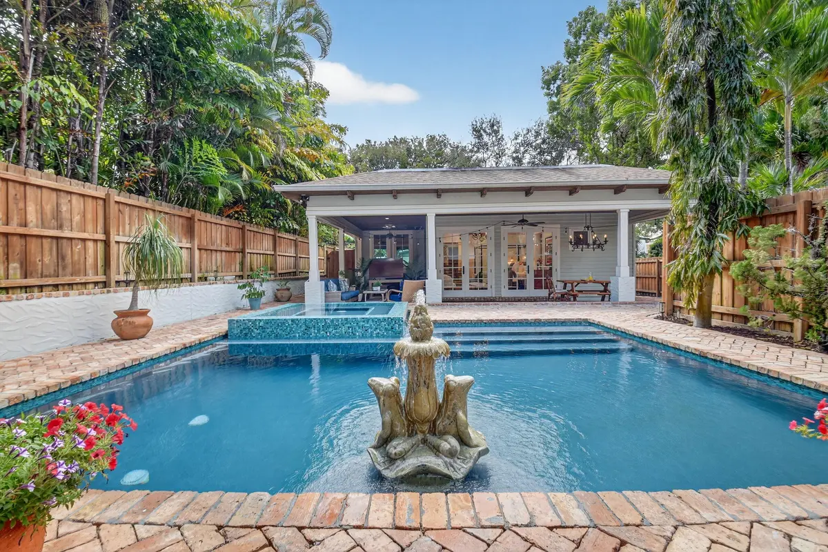 Pool with fountain at 745 Claremore Drive, West Palm Beach