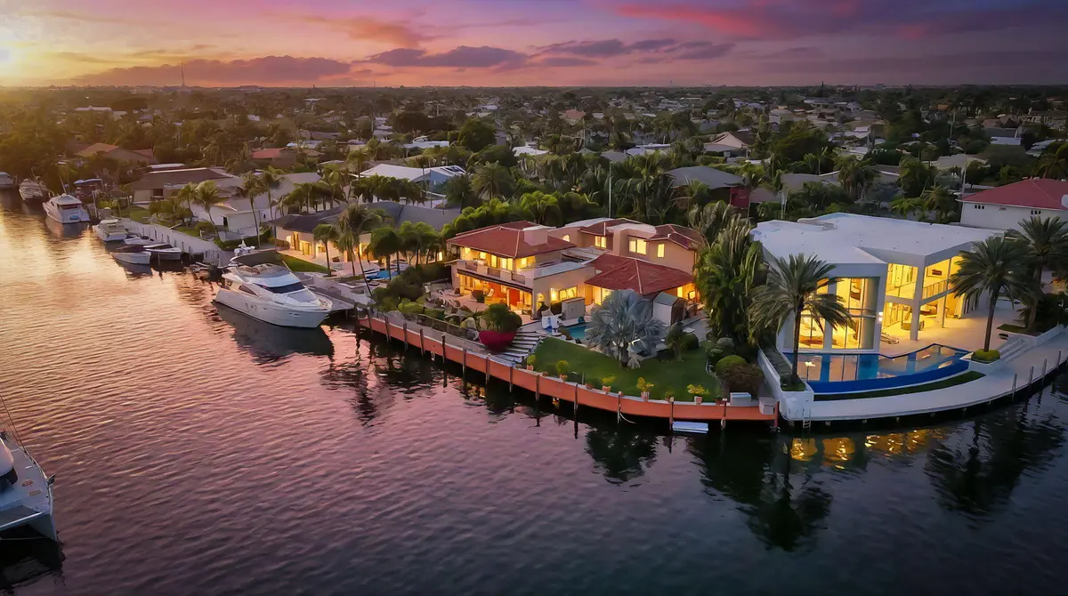Aerial Twilight at 2850 NE 44th Street, Lighthouse Point