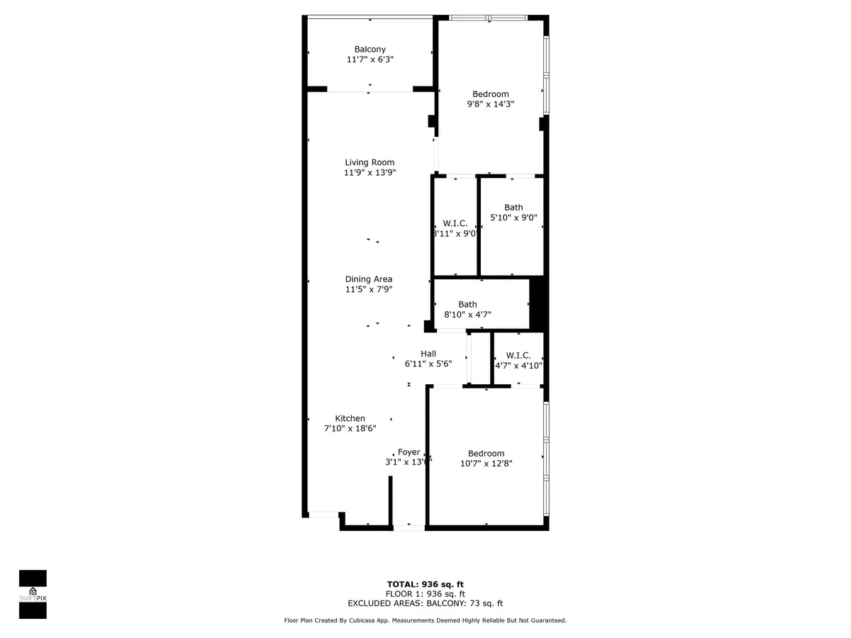 floor plan w.dimensions at 155 Isle Of Venice Drive 404, Fort Lauderdale