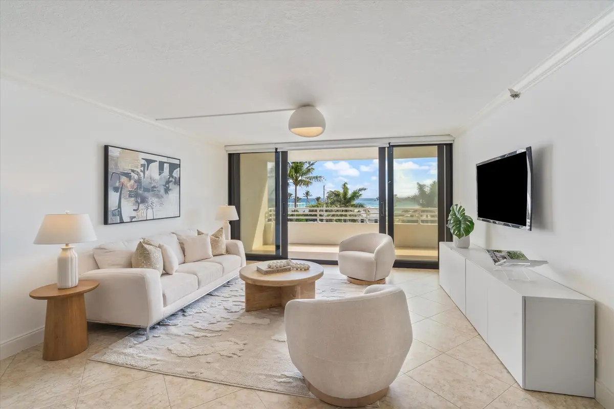 LIVING ROOM VIEW at 3450 S Ocean Boulevard 401, Highland Beach