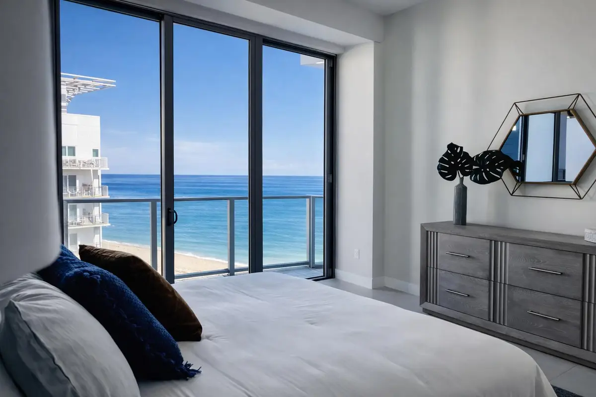 Master Bedroom at 3100 N Ocean Drive H1801, Singer Island