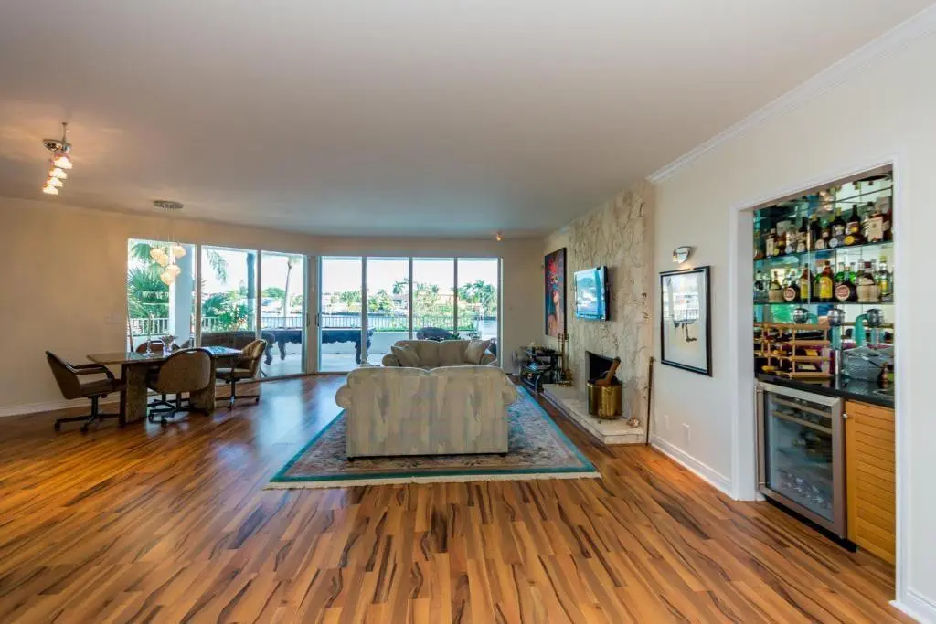 Living Dining Patio Intracoastal View at 3100 NE 47th Court Townhome 2, Fort Lauderdale