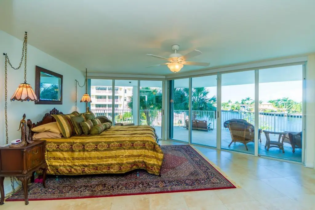 Master Bedroom Patio View at 3100 NE 47th Court Townhome 2, Fort Lauderdale