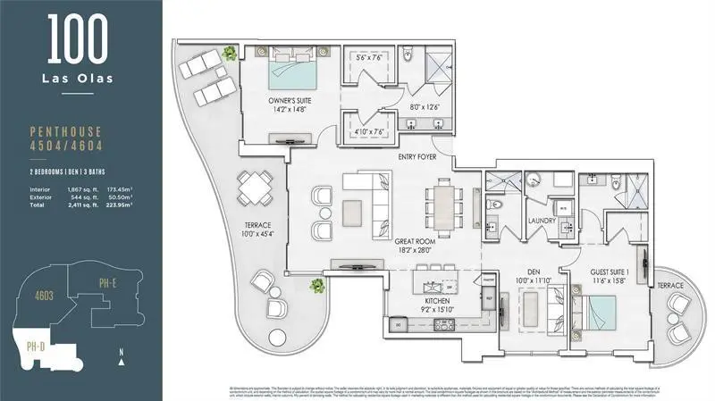 FLOOR PLAND at 100 E Las Olas Boulevard 2704, Fort Lauderdale