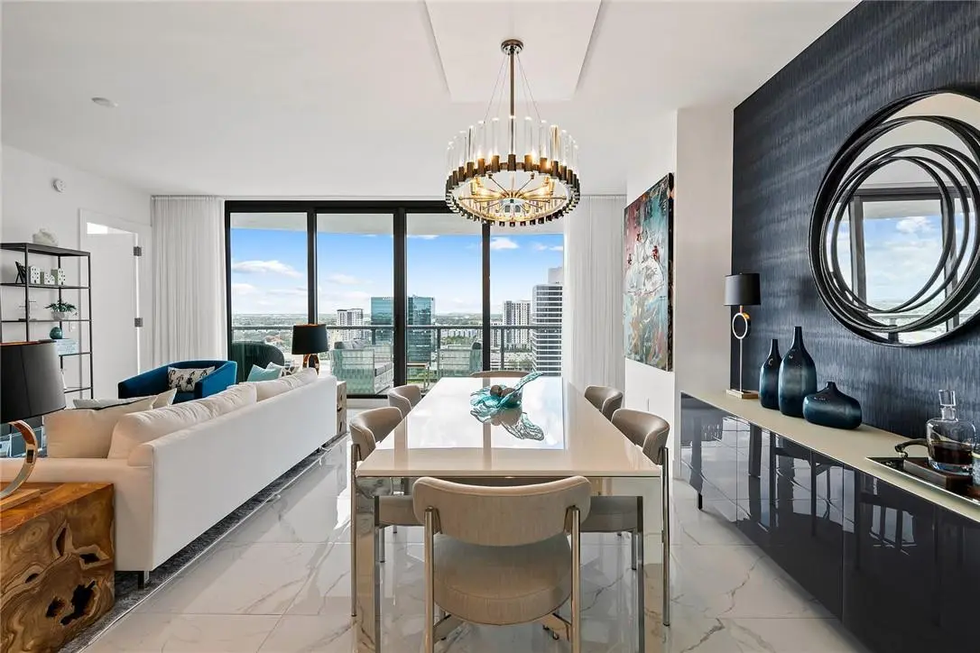 Custom chandelier included at 100 E Las Olas Boulevard 2102, Fort Lauderdale