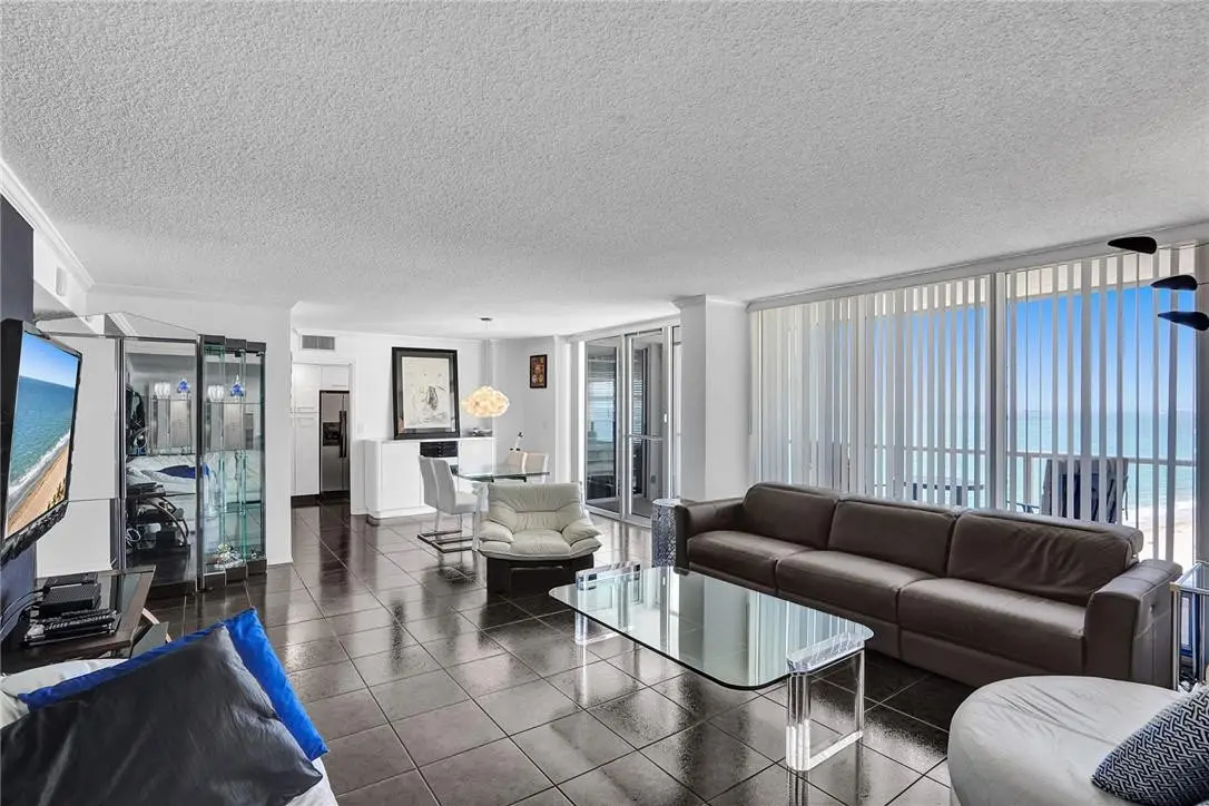 Oceanfront Living Room at 4300 N Ocean Boulevard 15N, Fort Lauderdale