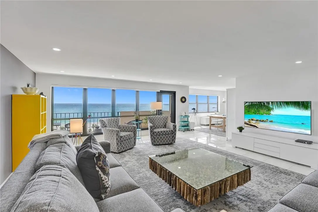 Living room view at 4900 N Ocean Boulevard 1119, Lauderdale-By-The-Sea