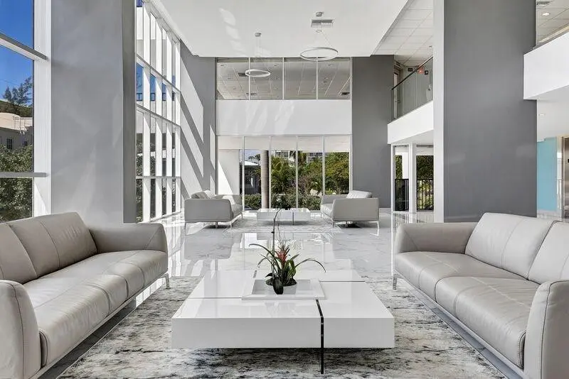 Modern lobby area. at 525 N Ocean Boulevard 1916, Pompano Beach