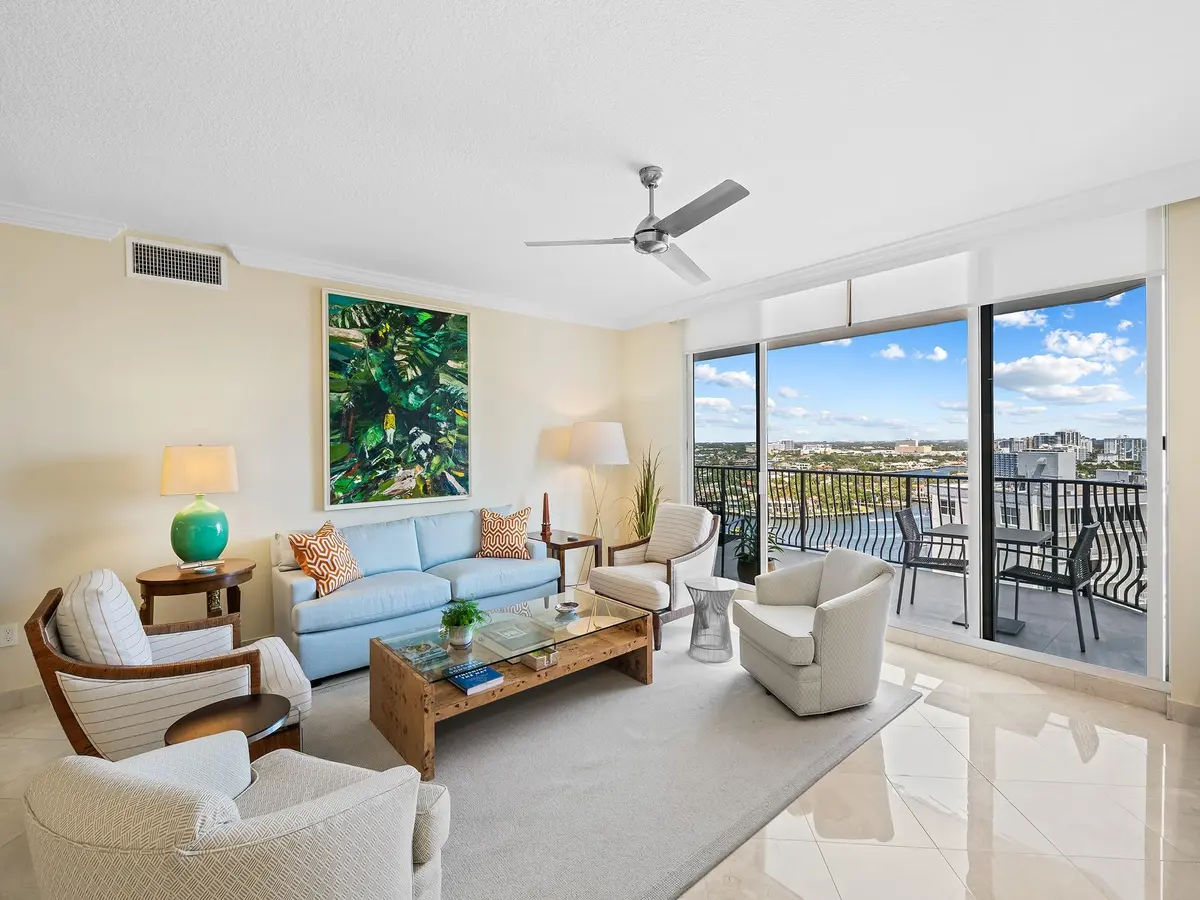Living Room with Intracoastal Views at 100 S Birch Road 1803, Fort Lauderdale