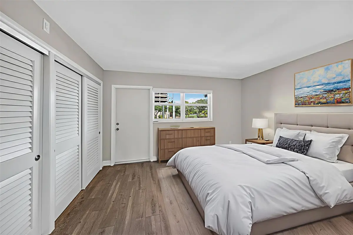 Bedroom virtually staged at 4836 NE 23 Avenue 17, Fort Lauderdale