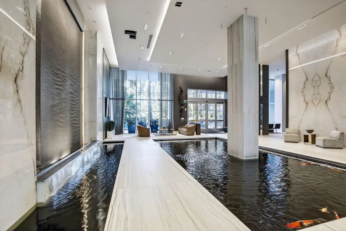 Koi Pond in Lobby at 333 Las Olas Way 2303, Fort Lauderdale