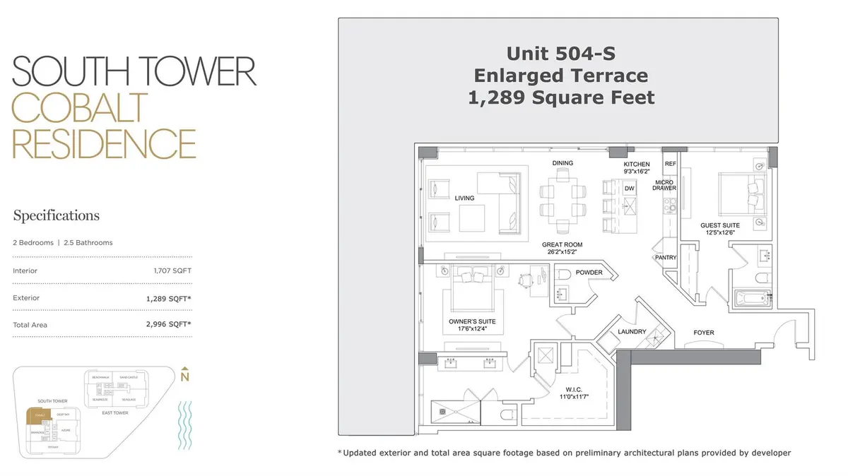 Massive terrace is 1,289 square feet! at 153 N Seabreeze Boulevard 504-s, Fort Lauderdale