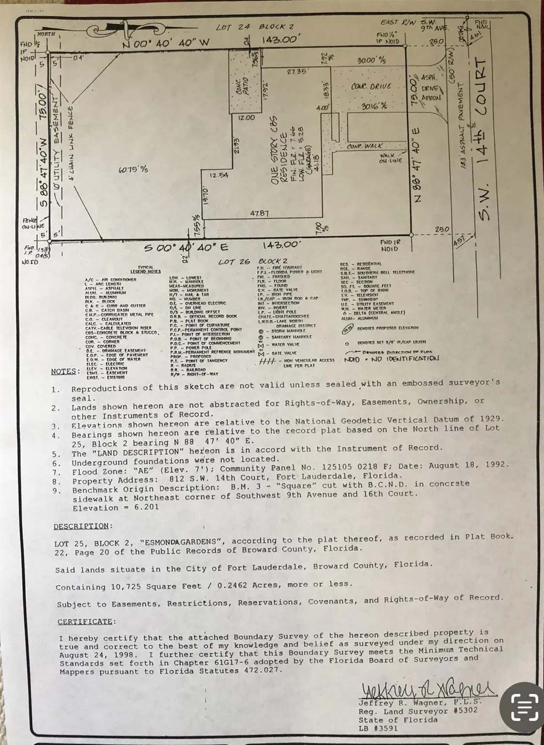 Survey at 812 SW 14th Court, Fort Lauderdale