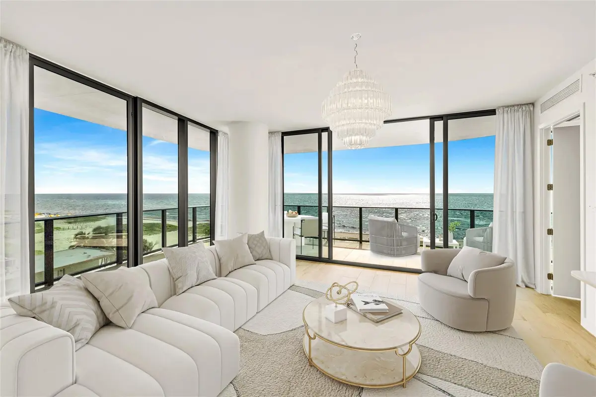 NE corner -Living room at 900 N Ocean Boulevard 606, Pompano Beach