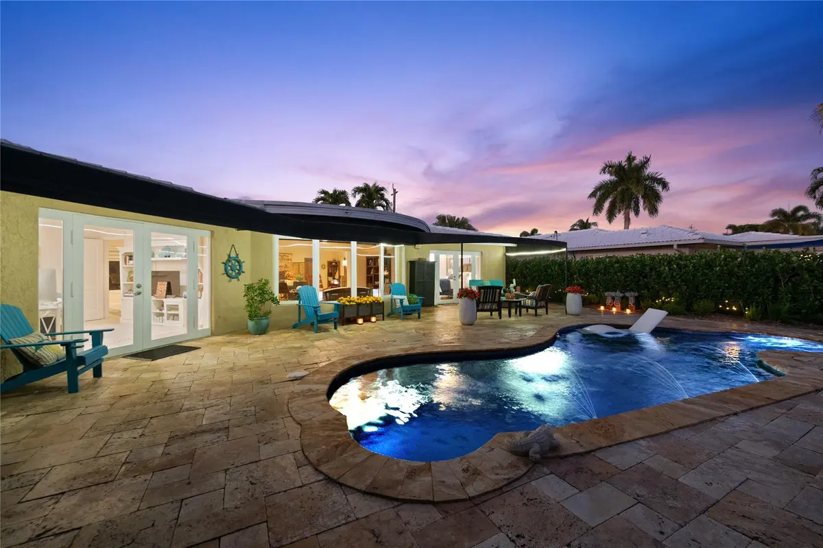 Pool deck with Marble Pavers at 1500 NE 24th Street, Wilton Manors