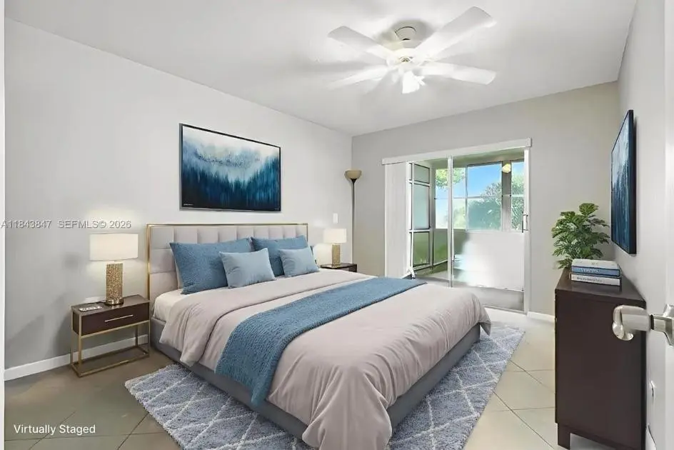 Bedroom Virtually Staged at 61 Somerset C, West Palm Beach