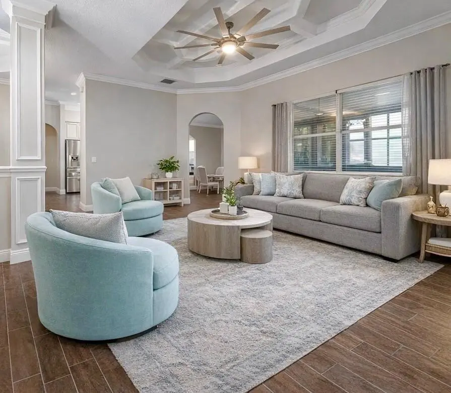 living room virtually staged at 5842 NW Bates Avenue, Port St. Lucie