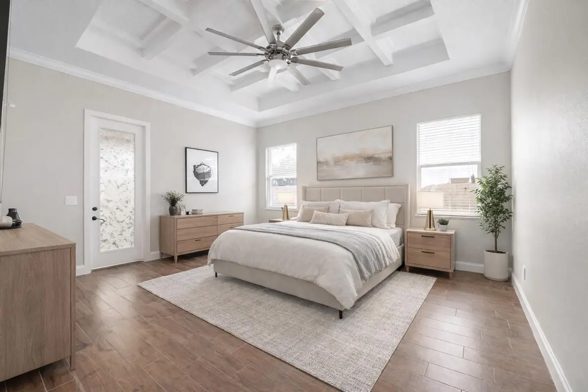 primary bedroom virtually staged at 5842 NW Bates Avenue, Port St. Lucie