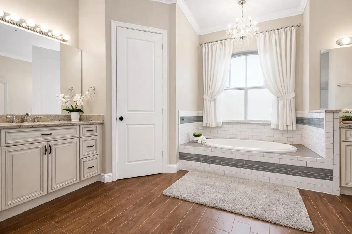 primary bathroom virtually staged at 5842 NW Bates Avenue, Port St. Lucie