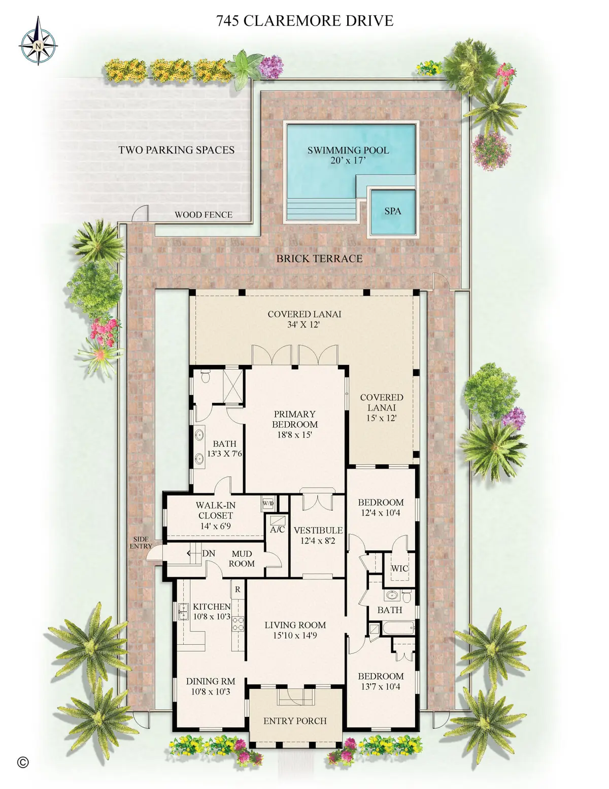 Floor plan at 745 Claremore Drive, West Palm Beach